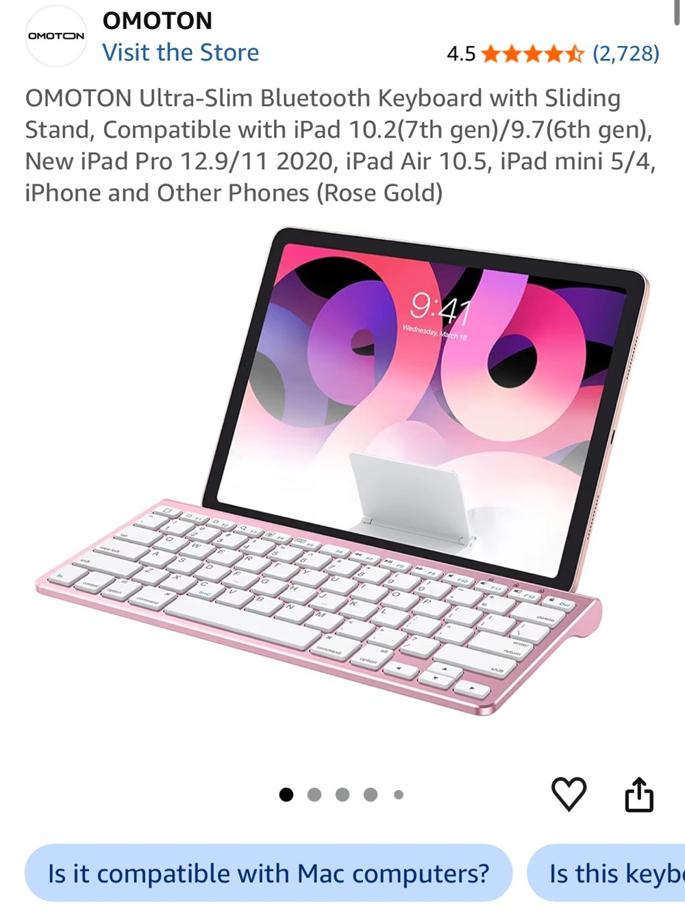 OMOTON Ultra-Slim Bluetooth Keyboard with Sliding Stand